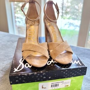 NEW Sam Edelman Women's Yancy Block Heel, "Oatmeal Suede" Size 8